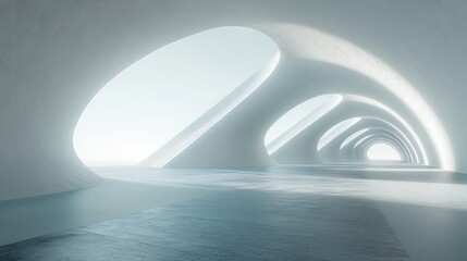 Poster - Abstract modern architectural background featuring an empty open space interior presented through 3D rendering