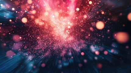 Aufkleber - Radiant starburst with luminous particles and beams Stunning abstract backdrop of glowing rays