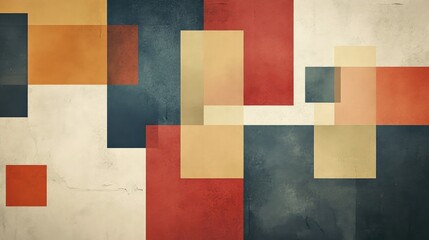 Poster - Muted color retro squares design