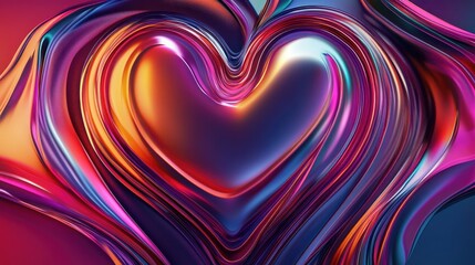 Poster - Abstract 3D rendering of a heart shaped design on a vibrant background