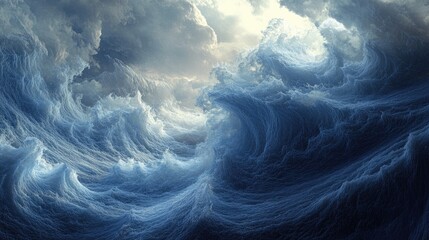 Poster - Abstract depiction of a stormy sea featuring a dynamic background rendered in 3D illustration