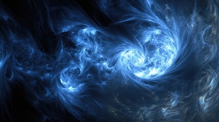 Poster - Blue linear abstraction featuring a dynamic space travel effect created through 3D rendering showcasing a computer generated background