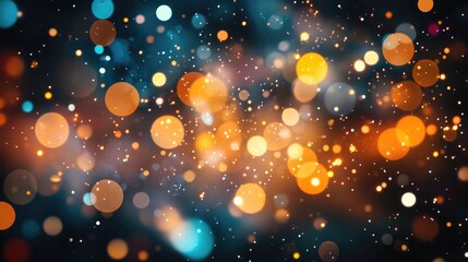 Poster - Abstract digital illustration featuring bokeh lights with an orange hue