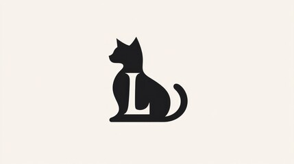 Poster - Negative space cat logo design incorporating the letter L