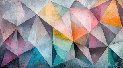 Poster - Abstract low poly background featuring geometric triangles and a mosaic of pastel colors