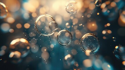 Poster - Vintage bokeh circles create an abstract glamorous background filled with particles