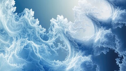 Poster - Stunning blue and white fractal backdrop
