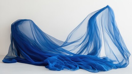 Poster - Romantic blue veil draped over a white surface
