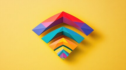 Poster - Colorful geometric woven symbol representing Wi Fi connectivity