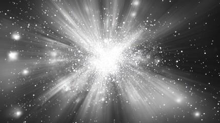 Poster - Abstract grey backdrop featuring a star explosion in a digital illustration