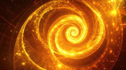 Poster - Circular frame with a radiant circle design featuring a glowing spiral in vibrant shades of yellow and orange