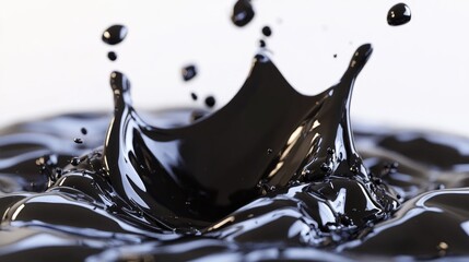 Poster - Thick black liquid splash 3D illustration and rendering