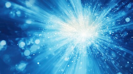 Poster - abstract blue background featuring a fractal star explosion with glossy effects and lines