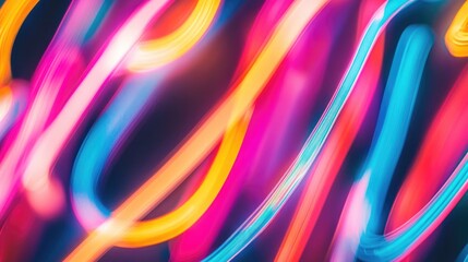 Poster - Multicolored neon lines create a vibrant light background image