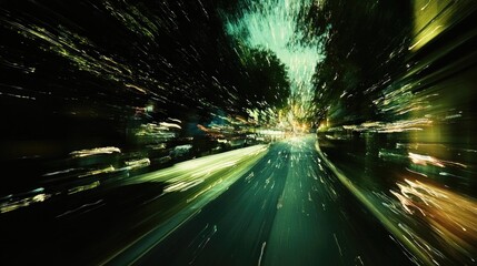 Poster - Abstract representation of motion and speed in a nighttime setting