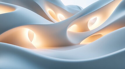 Poster - Curved flowing lines create abstract patterns serving as a background for themes related to contemporary architecture 3D rendering
