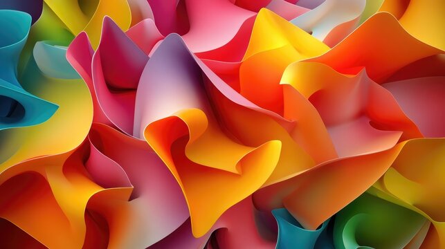 Vibrant and chaotic abstract fractal design with colorful shapes 3D rendered illustration suitable for background or wallpaper use