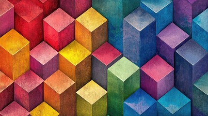 Poster - Colorful Cube Background Representing Geometric Art or Wallpaper
