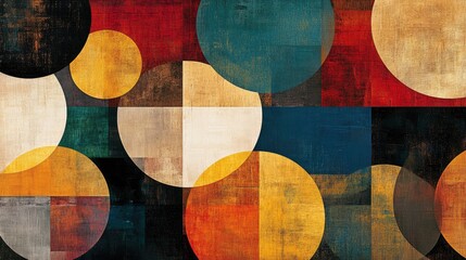 Poster - Abstract geometric wall art design featuring circles in various colors and sizes creating a visually striking composition for modern interiors
