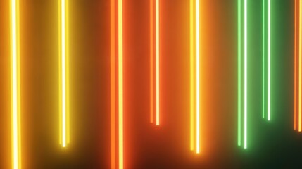 Poster - Abstract gradient background featuring dark orange yellow and green neon lights rendered in 3D