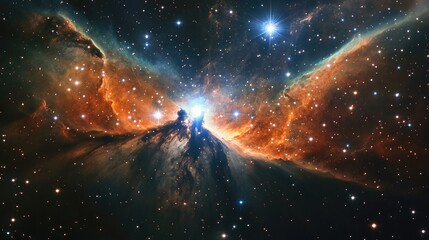 Poster - a luminous cluster of stars in a distant galaxy showcasing a vibrant nebula in the vastness of space