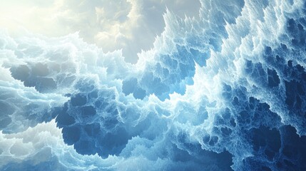 Poster - Stunning blue and white fractal backdrop