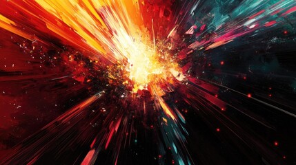 Poster - abstract colorful background featuring a panoramic view of an exploding star enhanced with glossy ef
