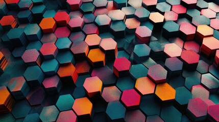 Poster - Hexagonal abstract backdrop featuring 3D illustration with high resolution graphics