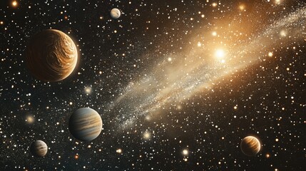 Poster - 2d illustration of a realistic starry background depth of interstellar space featuring bright stars 