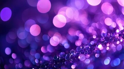 Poster - Vibrant violet bokeh circles create a glamorous background with dynamic particles