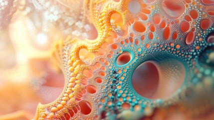 Poster - Vibrant and whimsical fractal design featuring abstract shapes Colorful 3D rendered illustration suitable for backgrounds or wallpapers