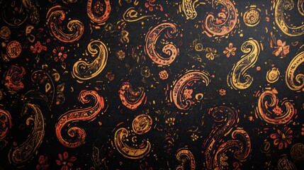 Poster - Abstract paisley pattern on a black background 01