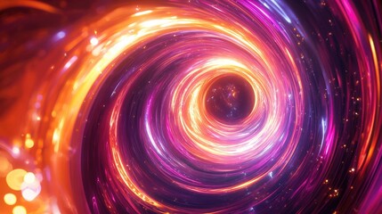Poster - Abstract luminous background featuring swirling patterns an elegant glowing circle sparkling particles a space tunnel glossy jellyfish shapes colorful ellipses and glimmering spheres