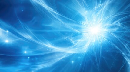 Poster - abstract blue background featuring a fractal star explosion with glossy effects and lines