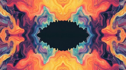 Poster - Colorful abstract pattern in a rectangular frame with a blank interior space
