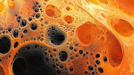 Poster - Explosive Orange Bubbles Fractal Art Design