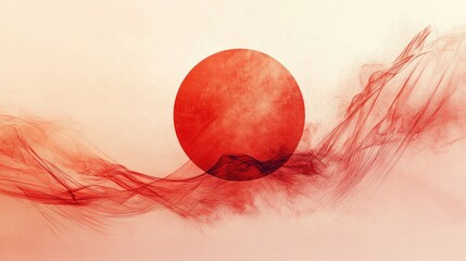 Poster - Stunning Red Circle Design on a Soft Peach Background