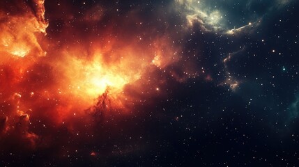 Poster - stars dust and gas form a nebula in a distant galaxy