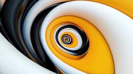 Poster - Abstract swirling spiral in shades of yellow white and black