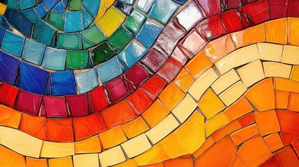 Poster - Vibrant abstract mosaic background featuring a glossy multicolored design