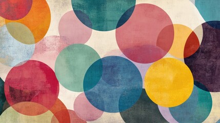 Poster - Abstract geometric wall art design featuring circles in various colors and sizes creating a visually striking composition for modern interiors