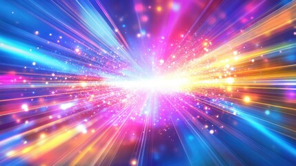 Poster - Burst of light with radiant particles and lines creating a captivating abstract rays backdrop