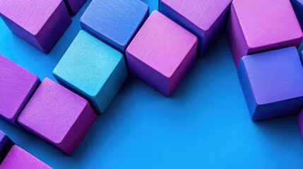Poster - Purple blocks on a blue background