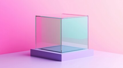 Poster - Realistic isometric glass box mockup design for shop display featuring an isolated background illustration