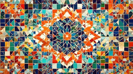 Poster - Vibrant kaleidoscopic mosaic design in various colors