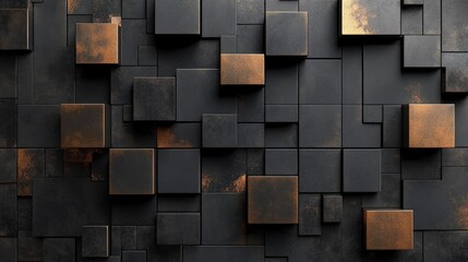 Fototapete - Abstract technological backdrop featuring geometric square shapes
