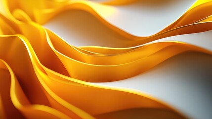 Aufkleber - 3D abstract background in yellow with wave like shapes on a dark backdrop A modern design element featuring a glowing gold aesthetic for artistic projects web flyers cards or brochures