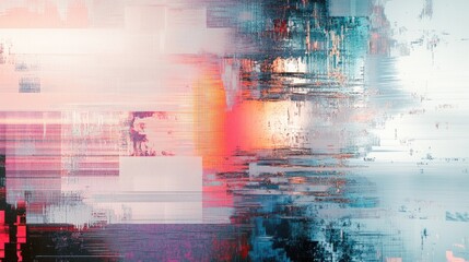 Fototapete - Contemporary backdrop featuring dead pixels and glitches with optical distortions and overlapping geometric shapes Suitable for web design printed materials and music visualization