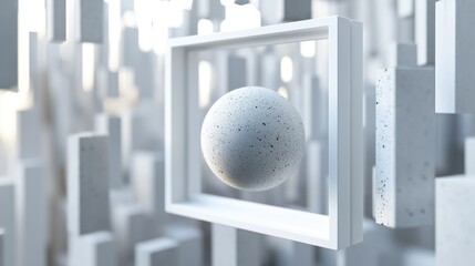 Poster - A gray sphere enclosed in a white frame