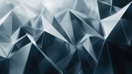 Poster - Monochrome gradient backdrop featuring transparent overlapping polygons Low poly design ideal for business and web applications creating a 3D layered effect